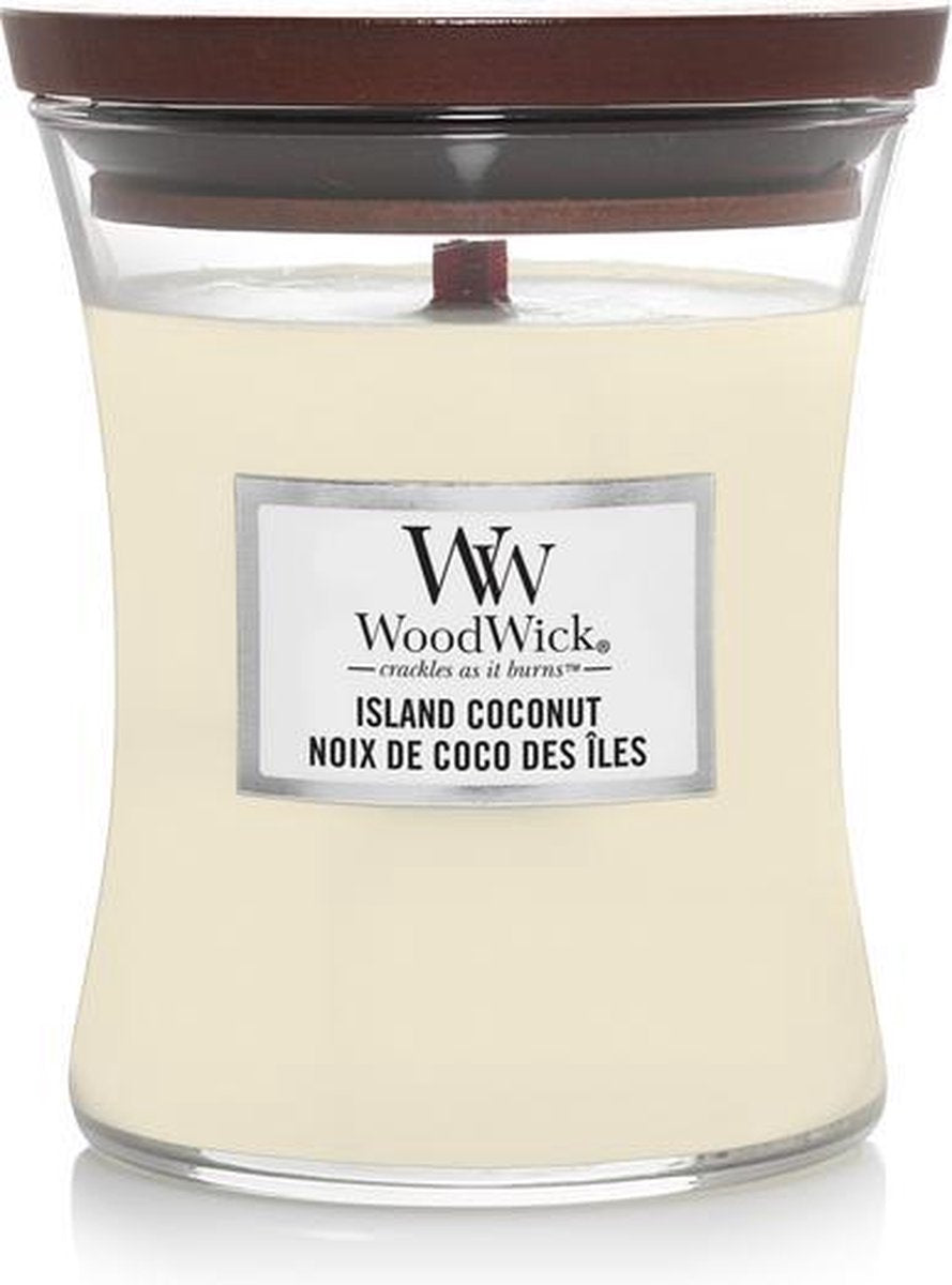 Woodwick hourglass medium geurkaars - island coconut - 60 branduren