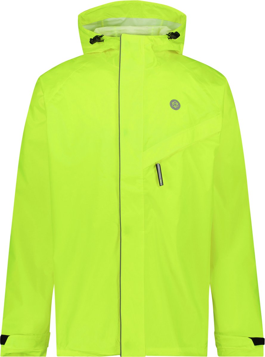 Agu passat regenjas essential – waterdicht winddicht – verstelbare capuchon – reflecterende prints – geel - l