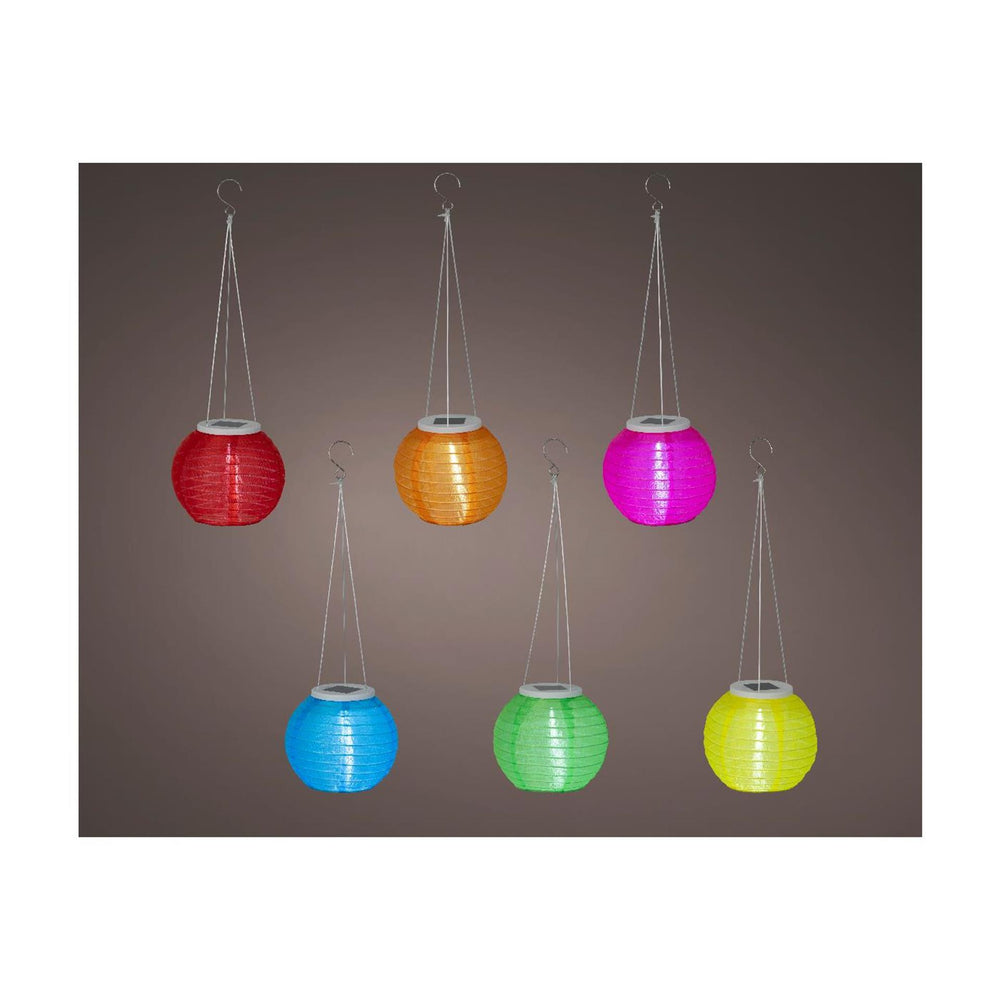 Lumineo solar lantaarn nylon ø15xh10cm 6 assorti