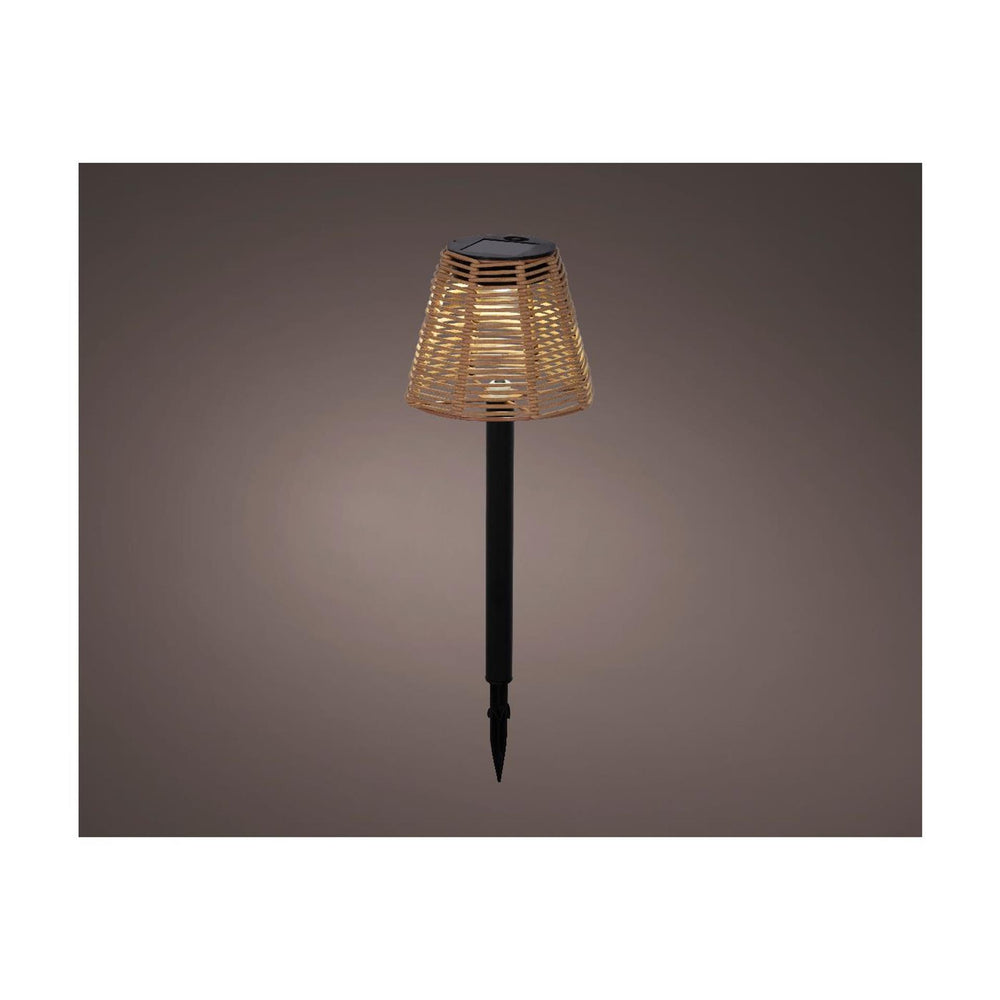 Lumineo solar steeklamp wicker ø12xh30cm