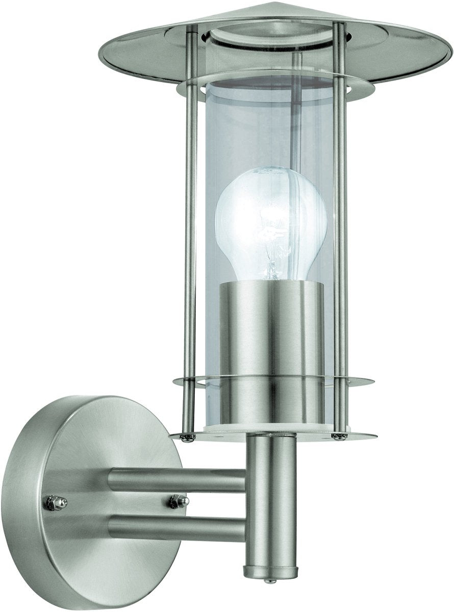 Eglo lisio wandlamp buiten - e27 - 30 cm - roestvast staal - glas
