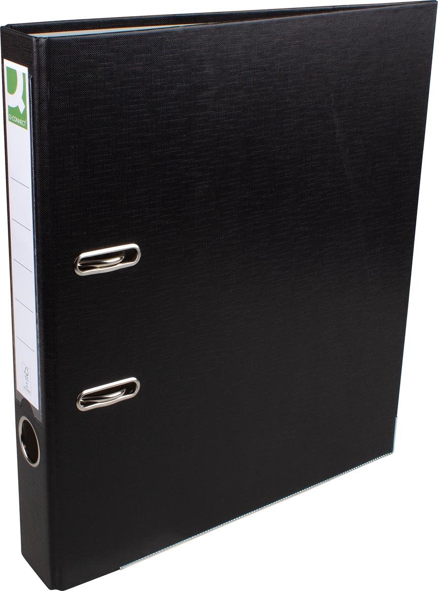Q-connect ordner, voor ft a4, uit pp en papier, met beschermrand, rug van 5 cm, zwart