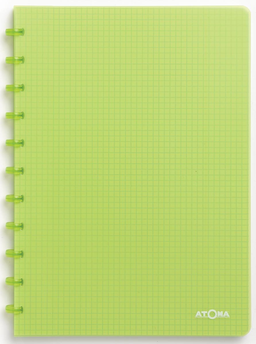 Atoma trendy schrift - a4 - 144 bladzijden - geruit 5 mm - transparant groen - 1 stuk