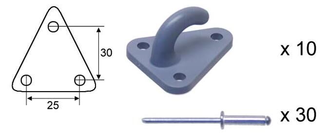 Valeryd dekzeilhaken fastening 10pcs. f. cover net w. pop rivet