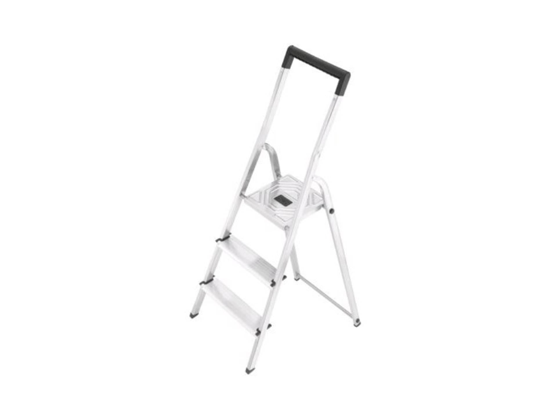 Hailo l40 huishoud trap 3-treeds aluminium (2 treden+bordes)