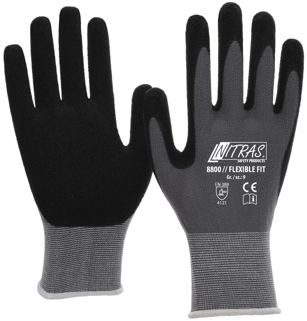 Nitras safety flexibele werkhandschoen flexible fit glove size 11 knit gray sw flexible fit