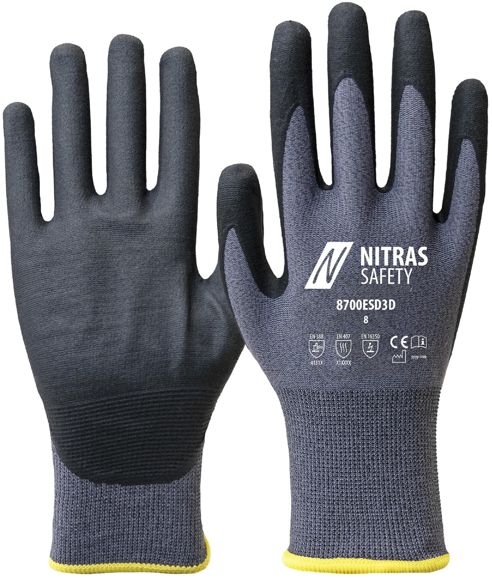Nitras safety feinstrickhandschuh 8700esd3d glove gray size 11 nitras