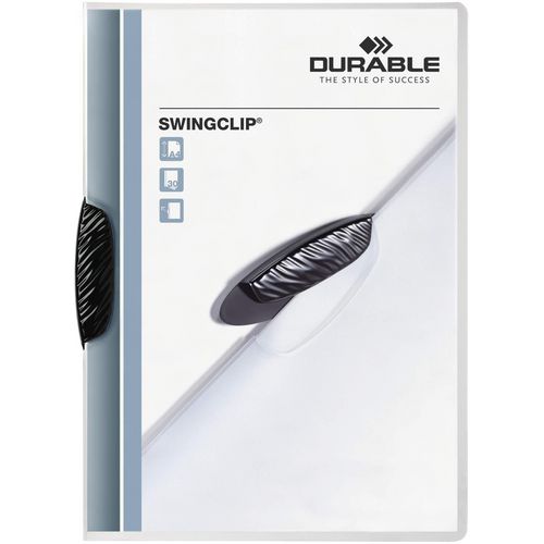 Klemmappen swingclip durable pp a4 22,5x31cm zwart klem capaciteit 3 mm