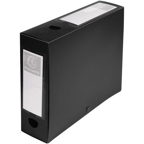 Documentenmap exacompta pp 32x24cm rb 80mm zwart drukknop grijpring eitkethouder