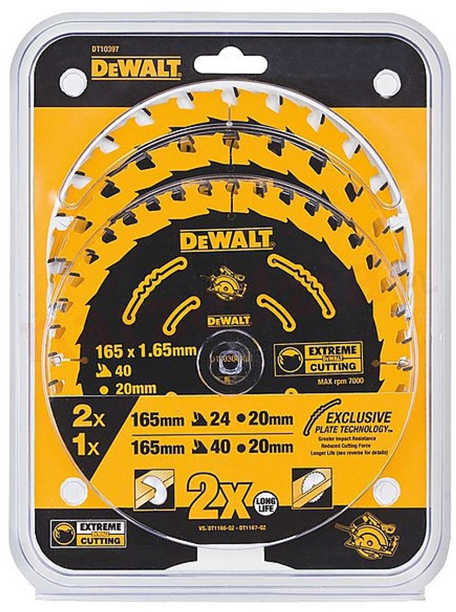 Dewalt elite serie - cirkelzaagbladenset - 165mm - 24t en 40t - voor hout en mdf