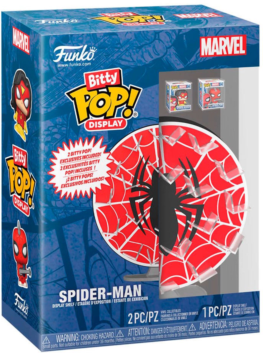 Funko marvel bitty pop! display met 2 vinyl figuur spider-man web pop! figuur - 2cm