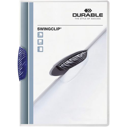 Klemmappen swingclip durable pp a4 22,5x31cm blauw klem capaciteit 3 mm