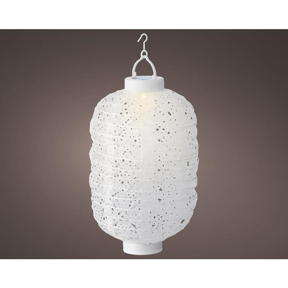 Lumineo led solar lantaarn ø20-h30cm nylon heeft 6 branduren en schakelaar