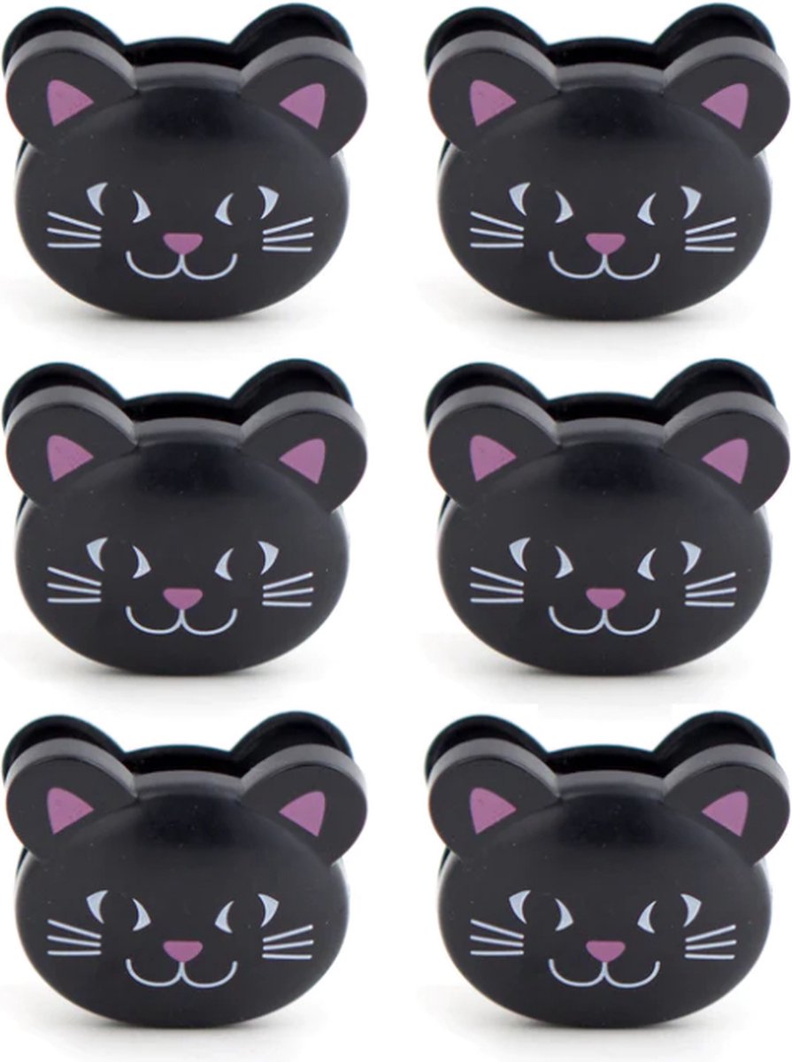 Kikkerland kat bag clips (set van 6) - zwart van