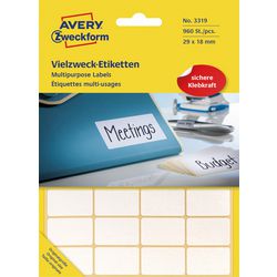 Universele etiketten avery 3319 29x18mm wit
