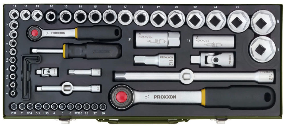 Proxxon dopsleutel set socket wrench set 56-t.
