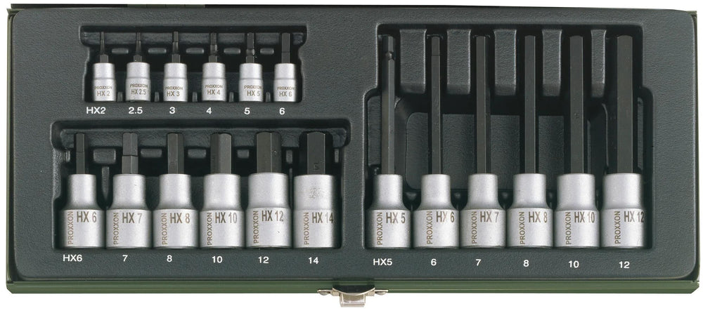 Proxxon dopsleutel set inside hexagon set 18-t.