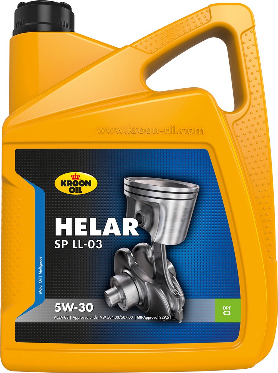 Kroon-oil helar sp ll-03 - synthetische 5w-30 motorolie - 5 liter - mid-saps
