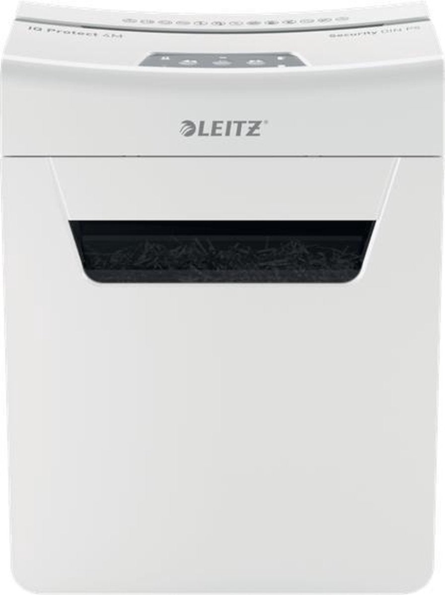 Leitz iq protect premium 4m ultrastille papierversnipperaar p5 - micro snippers - tot 4 vel - 14l - wit