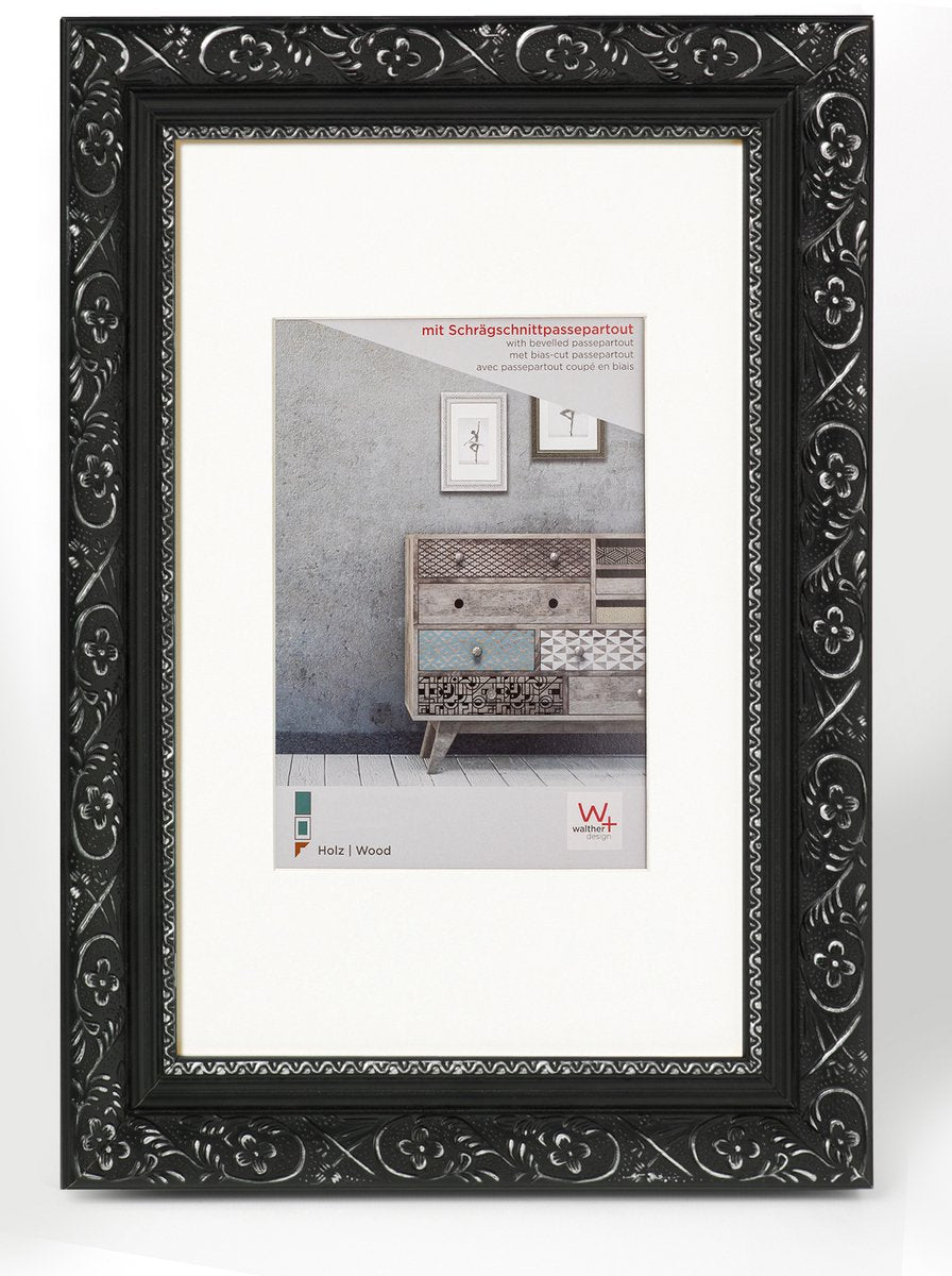 Walther barock - houten lijst - fotoformaat 30x40 cm - zwart