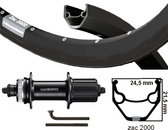 Kgs achterwiel 28 inch (622) zac2000 + spaak zw cass midden 8-10 sp