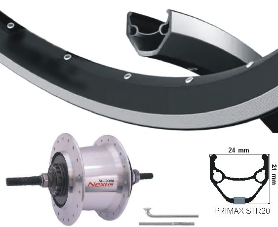 Kgs achterwiel 28 inch (622) zwart zilver nexus 7 zilver