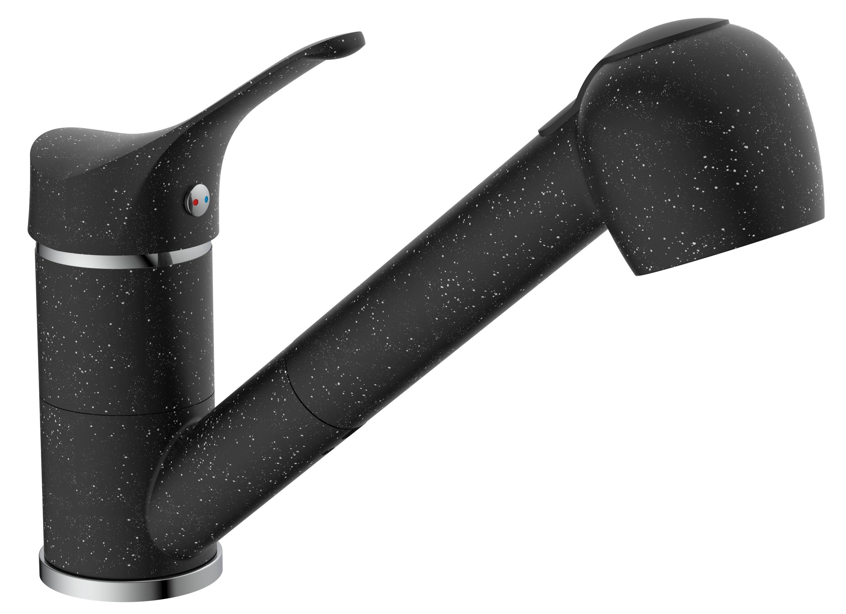Ngk eisl granit meraan keuken met sproeier | zwart-chroom - ni183smcr ni183smcr
