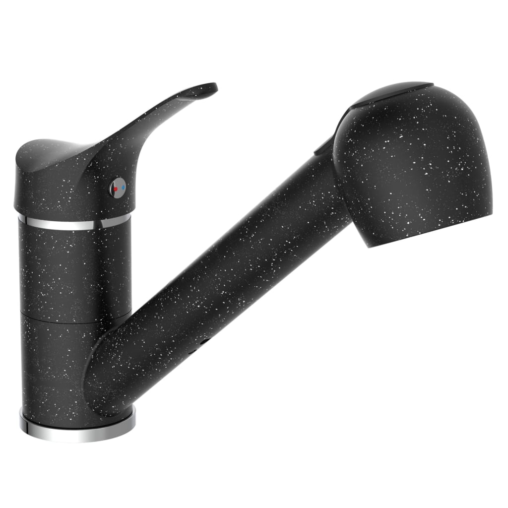 Eisl keukenmengkraan graniet met uittrekbare uitloop zwart-chroomkleur