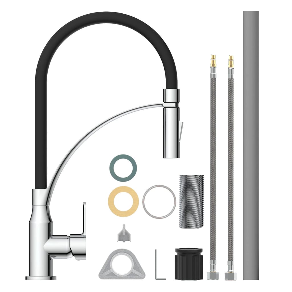 Eisl keukenmengkraan met soft-touch-uitloop carneo zwart chroomkleurig