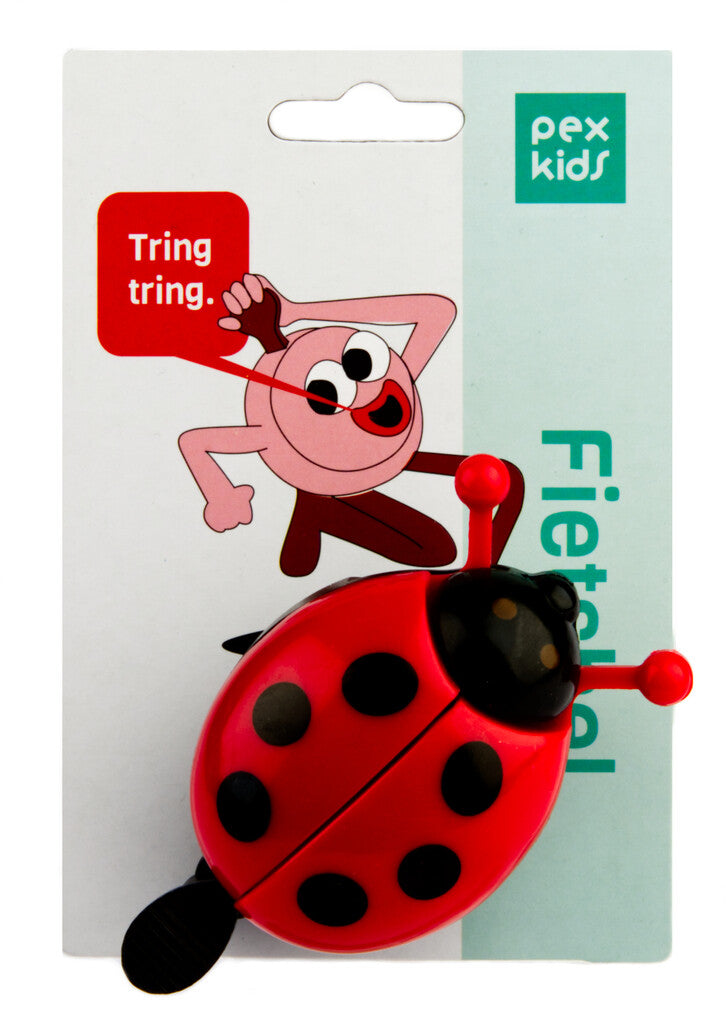 Fietsbel Pexkids Ladybugs met open vleugels - rood zwart