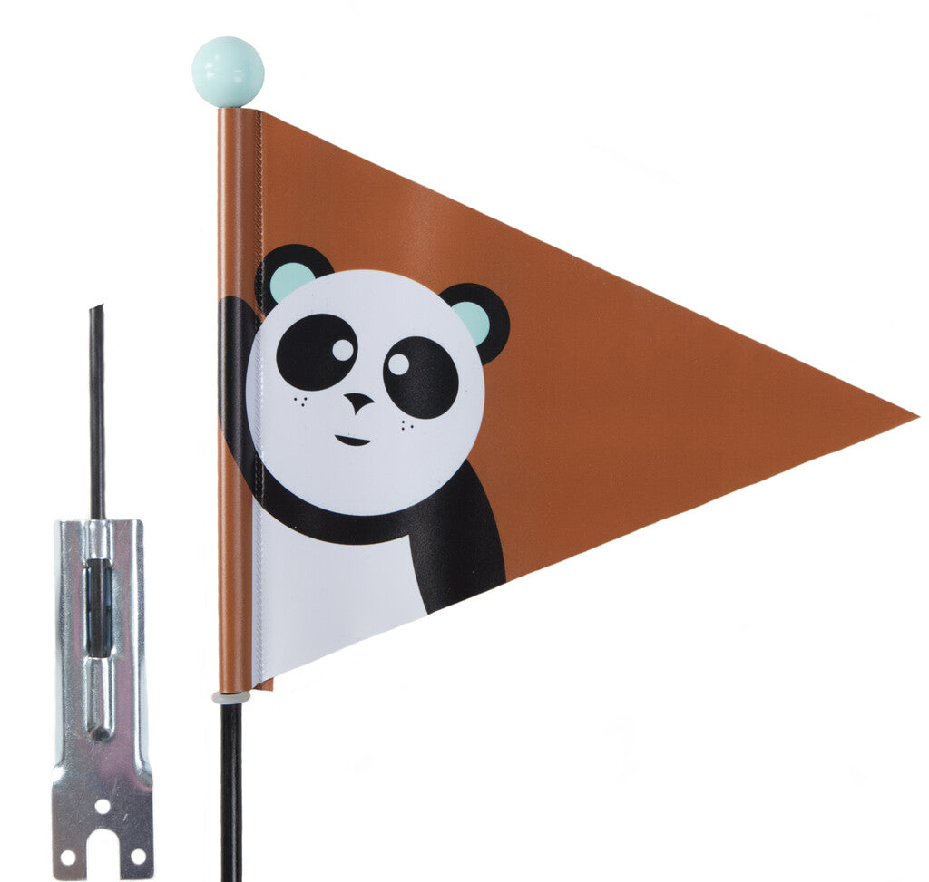 Beveiligingsvlag Pexkids Panda Braun met een Panda-print