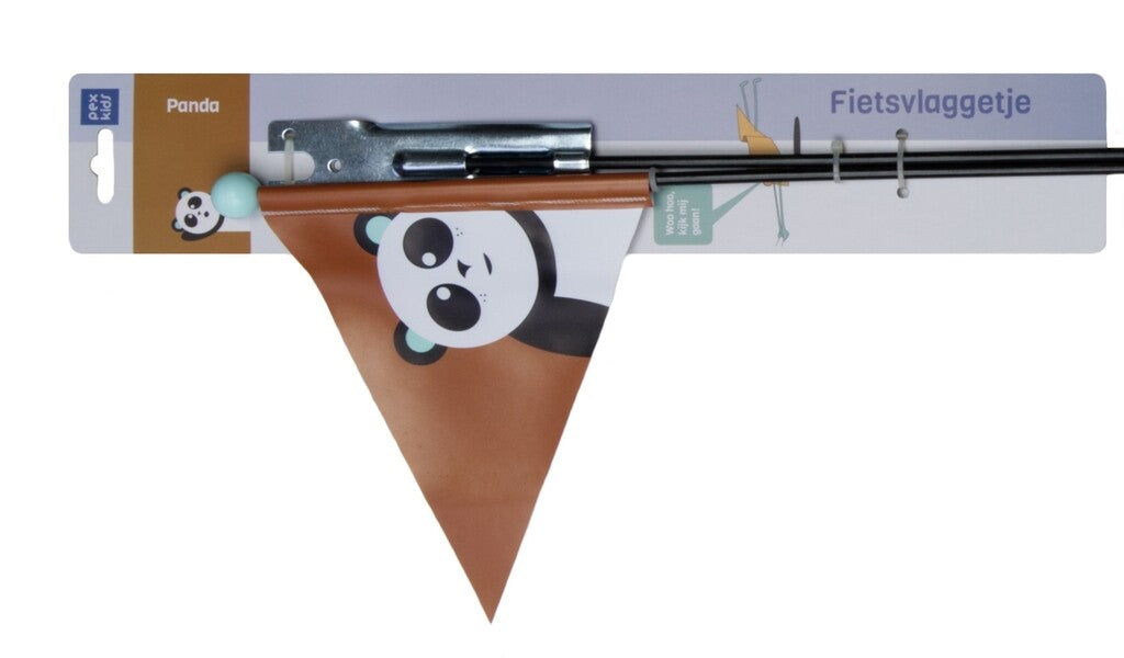 Beveiligingsvlag Pexkids Panda Braun met een Panda-print