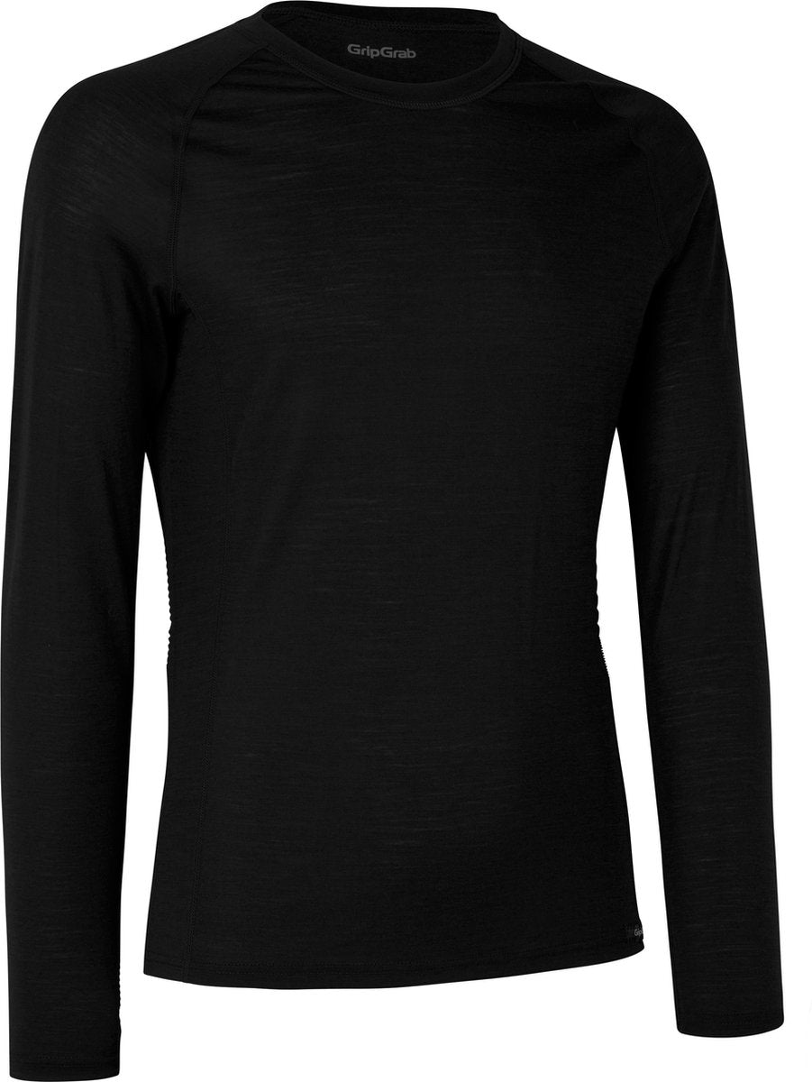Gripgrab - merino blend thermal lange mouw herfst winter fiets ondershirt thermoshirt met merinowol - zwart - heren - maat s