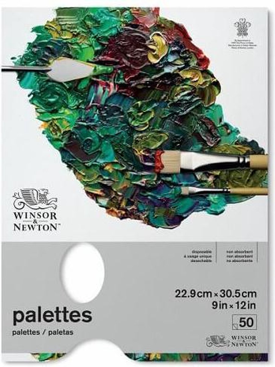 Winsor newton 7002032 tear off palette – 23 x 31 cm, 50 vellen, wegwerp-mengpalet voor olie- en acrylverf - afscheurpaletten