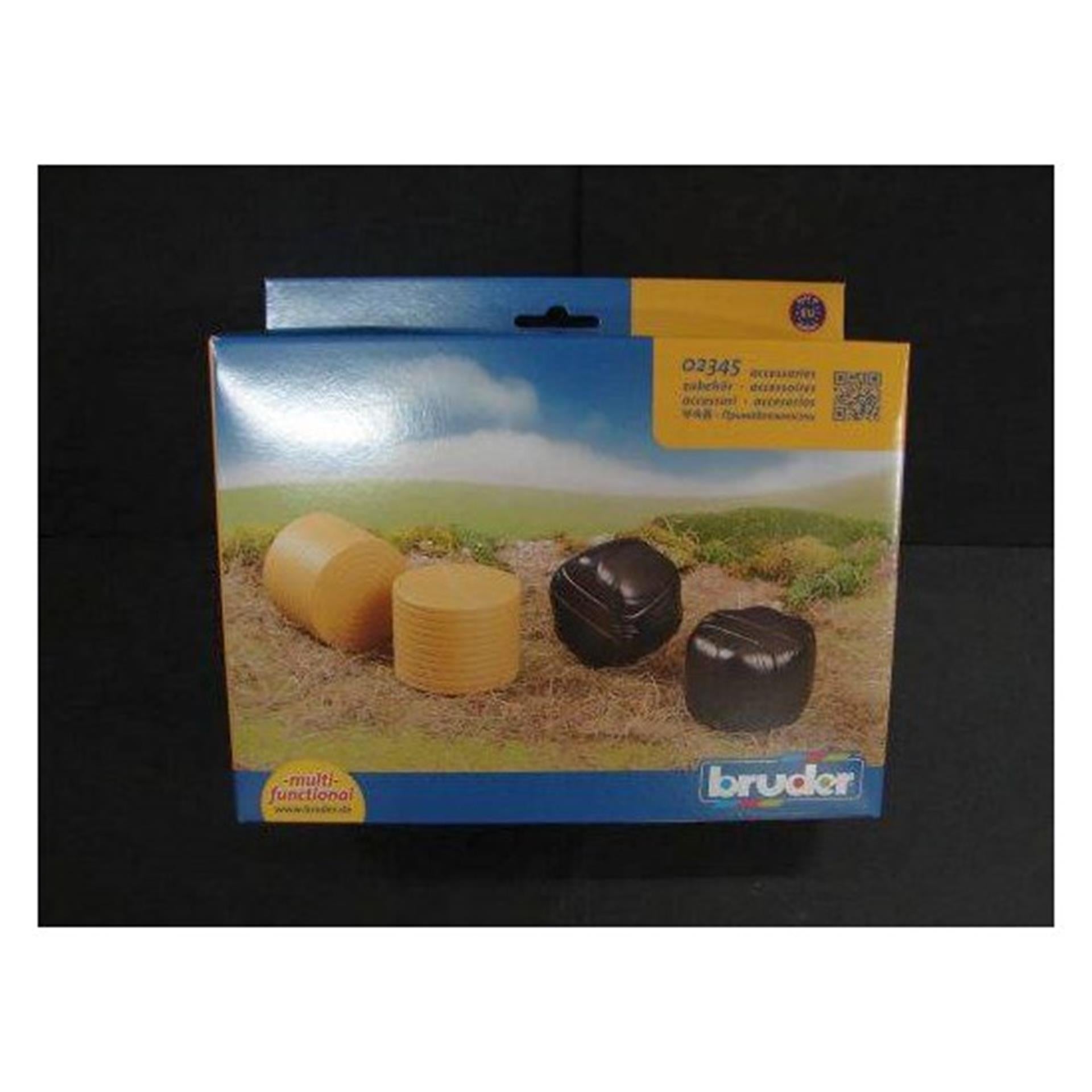 Bruder 4 ronde hooibalen 2xzwart 2x oker