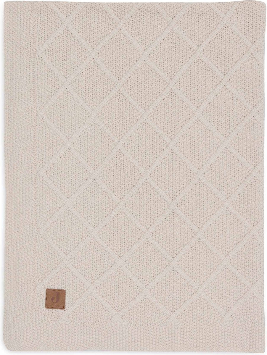 Jollein - deken ledikant 100x150cm - dekentje baby - check knit oatmeal