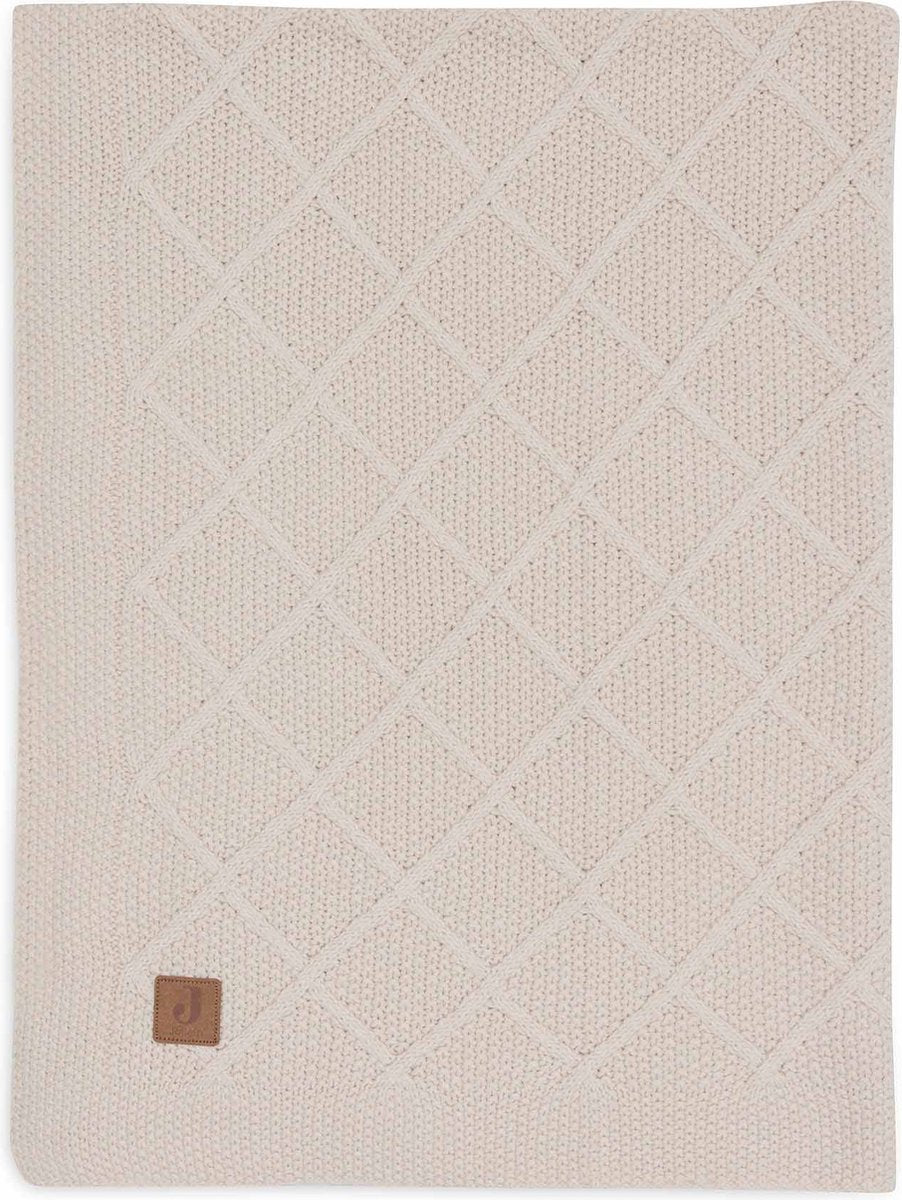 Jollein - deken wieg 75x100cm - wiegdeken, wiegdekentje, dekentje baby - check knit oatmeal