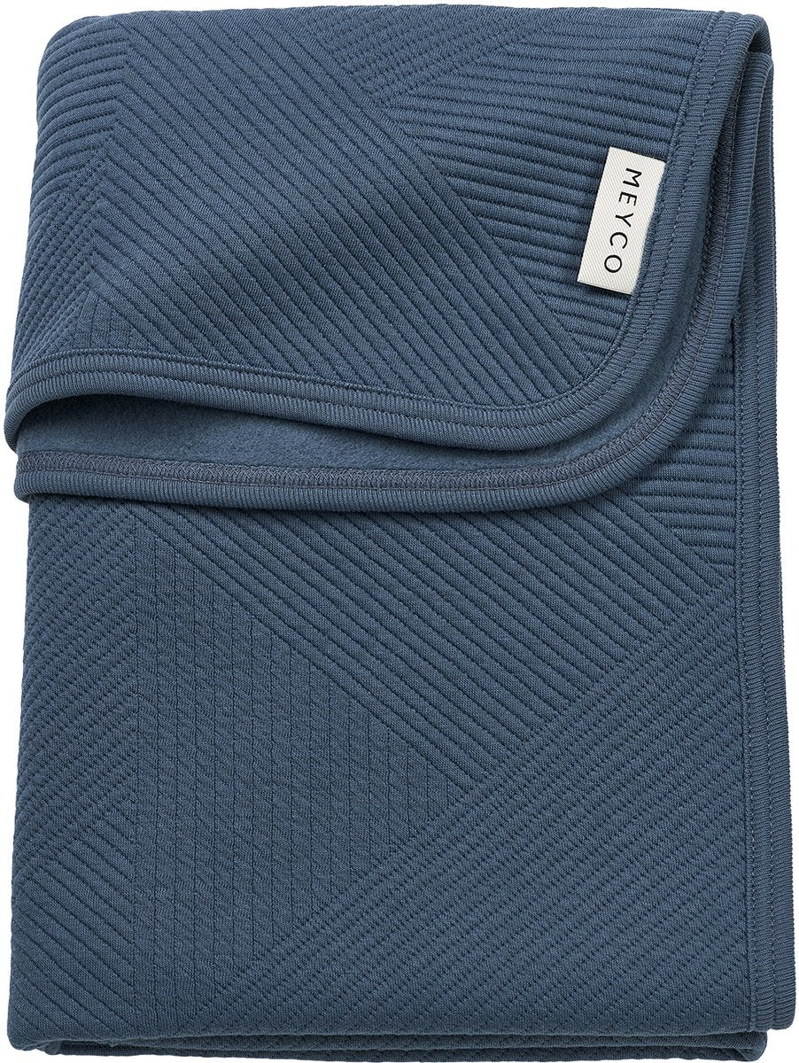 Meyco baby jacquard wiegdeken - flannel - indigo - 75x100cm - 1.0 tog