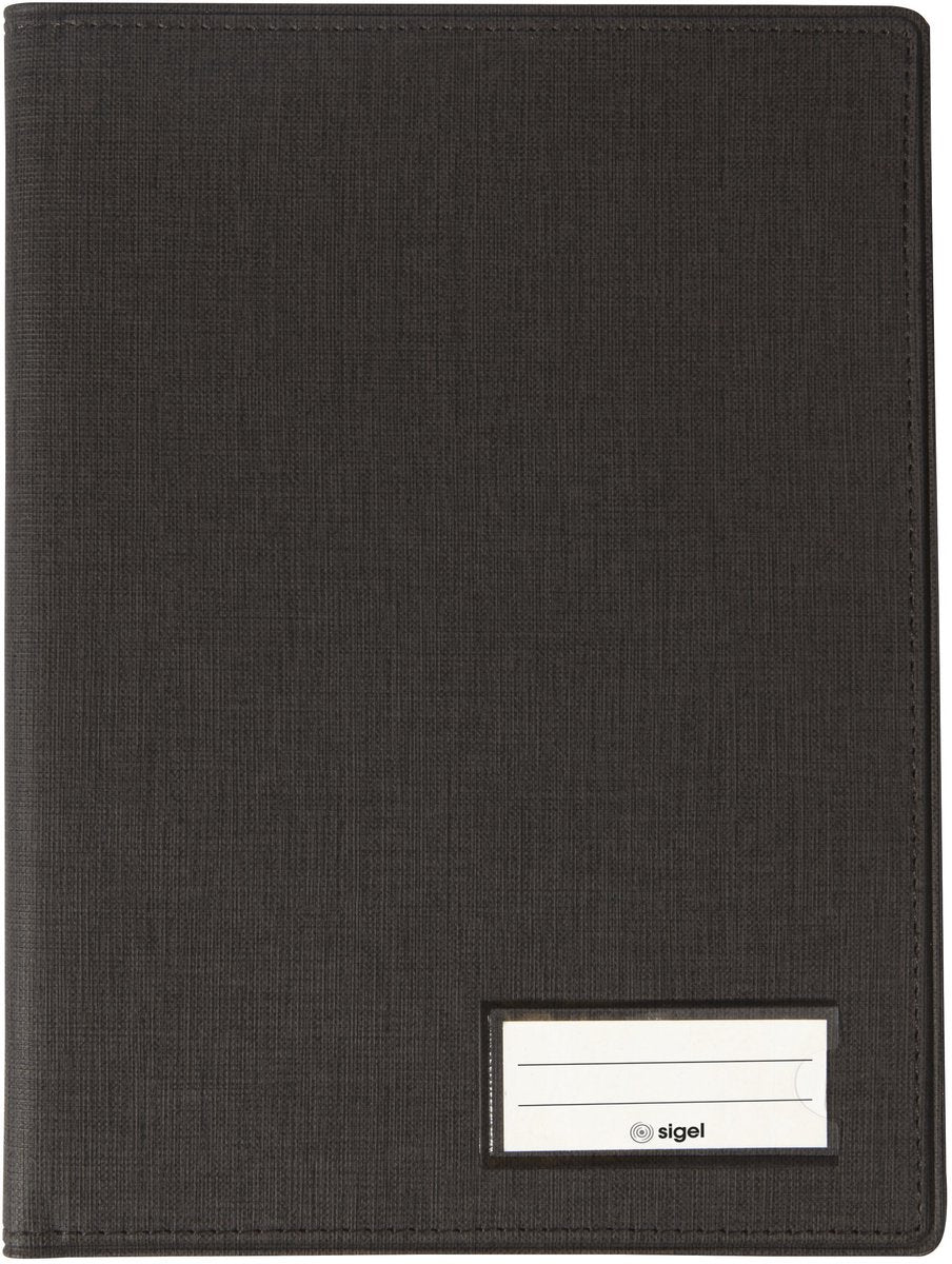 Sigel schrijfmap - formaat a5 - met penvak, insteekvak en blokhouder - antraciet - si-ef515