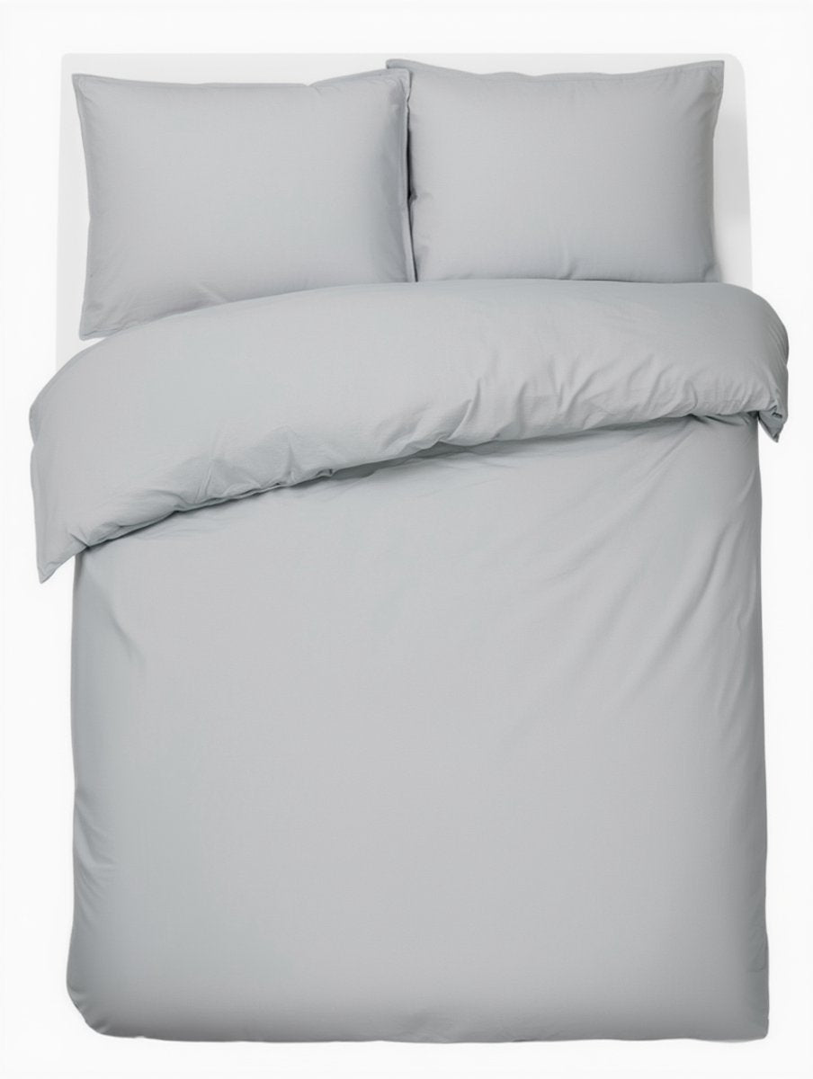 Hush. living hush living - dekbedovertrek 100% katoen - 144tc - soepel en ademend - 200x220+20cm - 2 x 60x70cm kussenslopen - met bevestigingslusjes - lichtgrijs