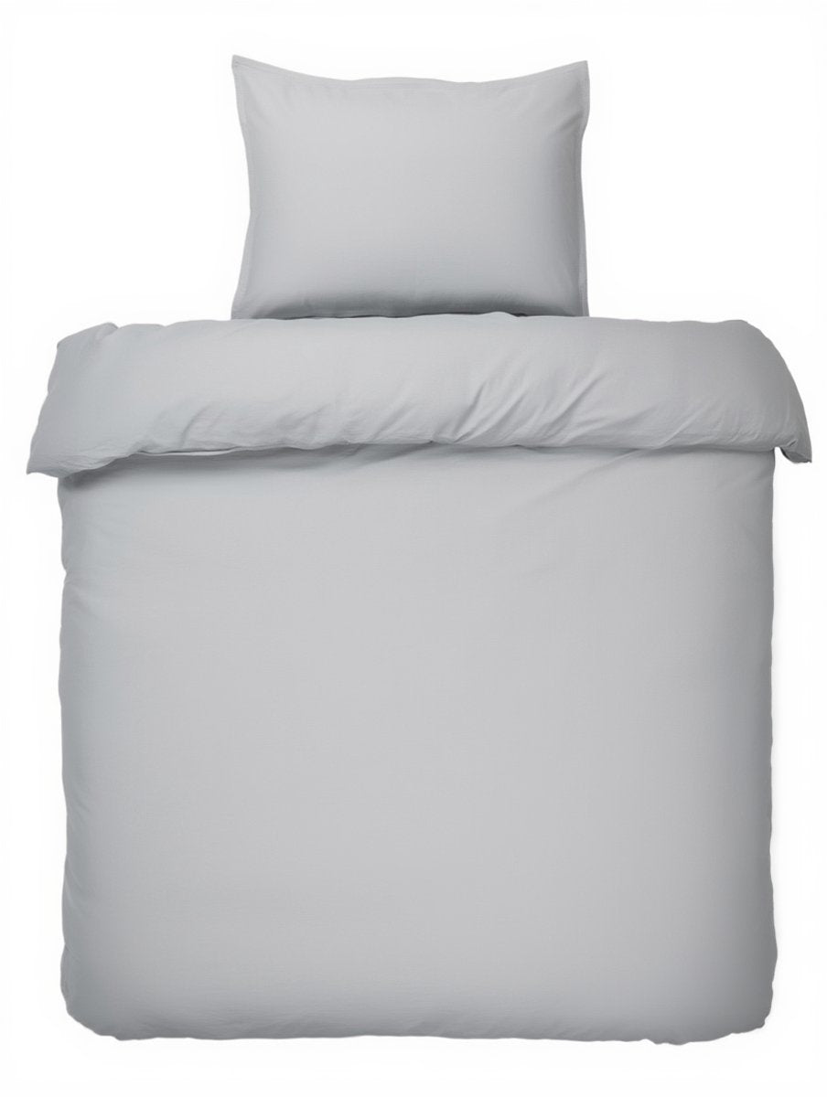 Hush. living hush living - dekbedovertrek - 100% katoen - 144tc - soepel en ademend - 140x220+20cm - 60x70cm kussensloop - met bevestigingslusjes - lichtgrijs