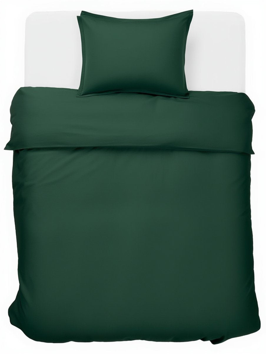Hush. living hush living - dekbedovertrek - 100% katoen - 144tc - soepel en ademend - 140x220+20cm -60x70cm kussensloop - met bevestigingslusjes - donkergroen