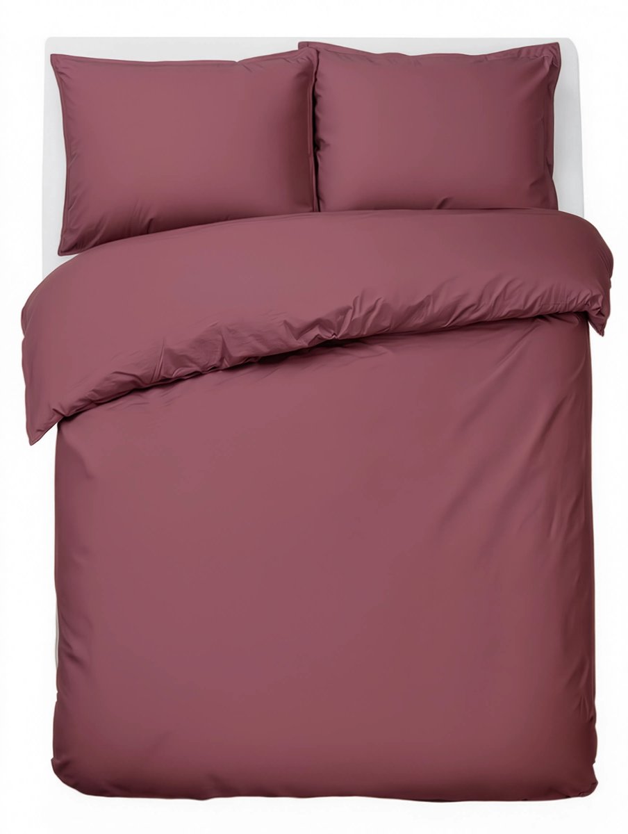 Hush. living hush living - dekbedovertrek - 100% katoen - 144tc - soepel en ademend - 200x220+20cm - 2 x 60x70cm kussenslopen - met bevestigingslusjes - bordeaux