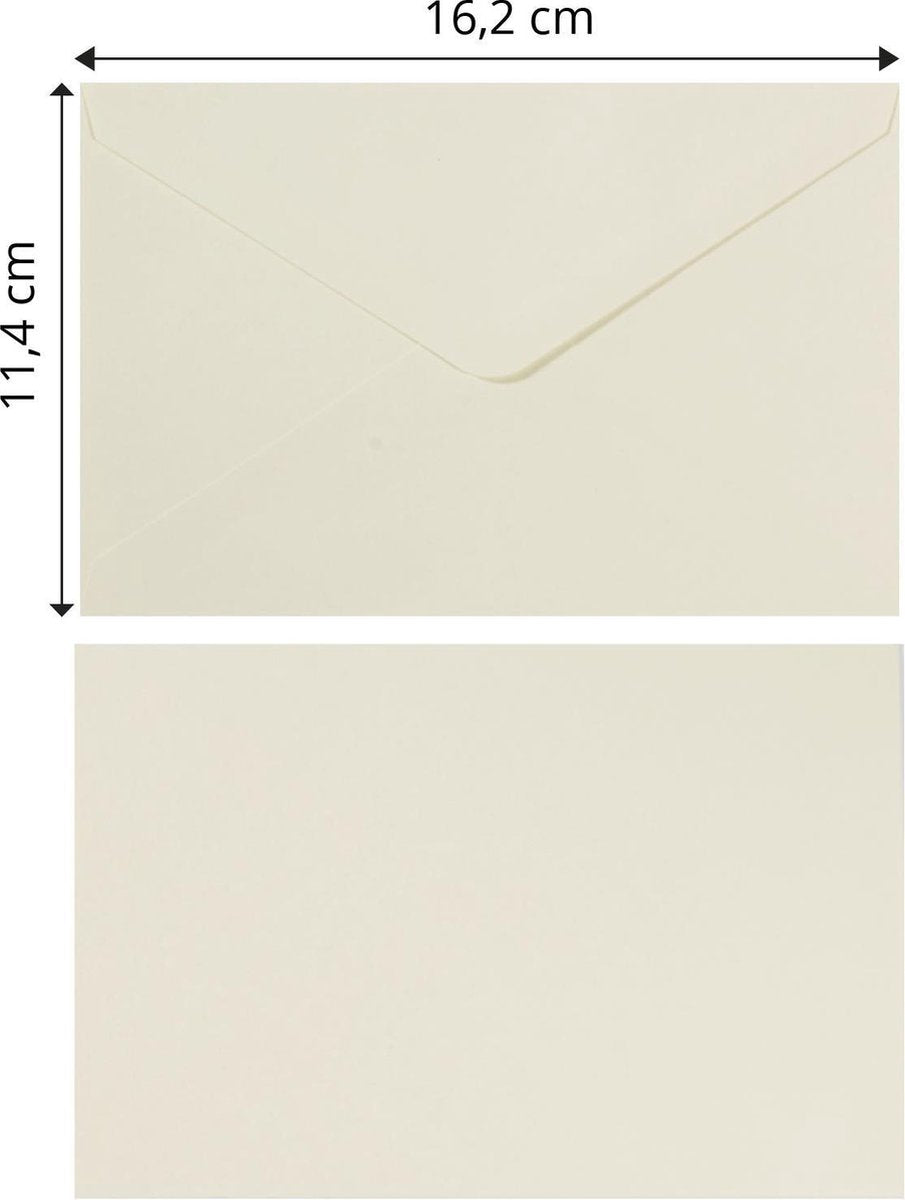 Florence enveloppen van stevige kwaliteit, ivoor rechthoek, 25 stuks, 11.4 x 16.2 cm
