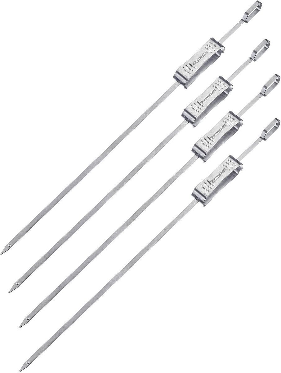 Westmark bbq-spiesjes 42cm – ideaal voor het bereiden van shashlik of andere bbq-spiesjes, incl. schuifregelaar – roestvrij staal, 4 stuks