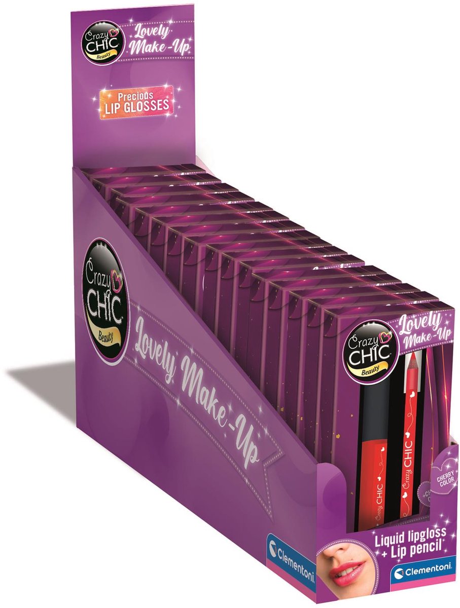 Clementoni gekke chique lipgloss en lipliner kersen rood
