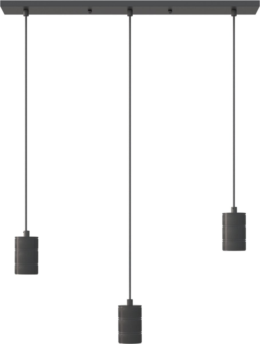 Calex retro plafondlamp - 3x e27 - hanglamp industrieel - 10 x 70 cm pendellamp - zwart