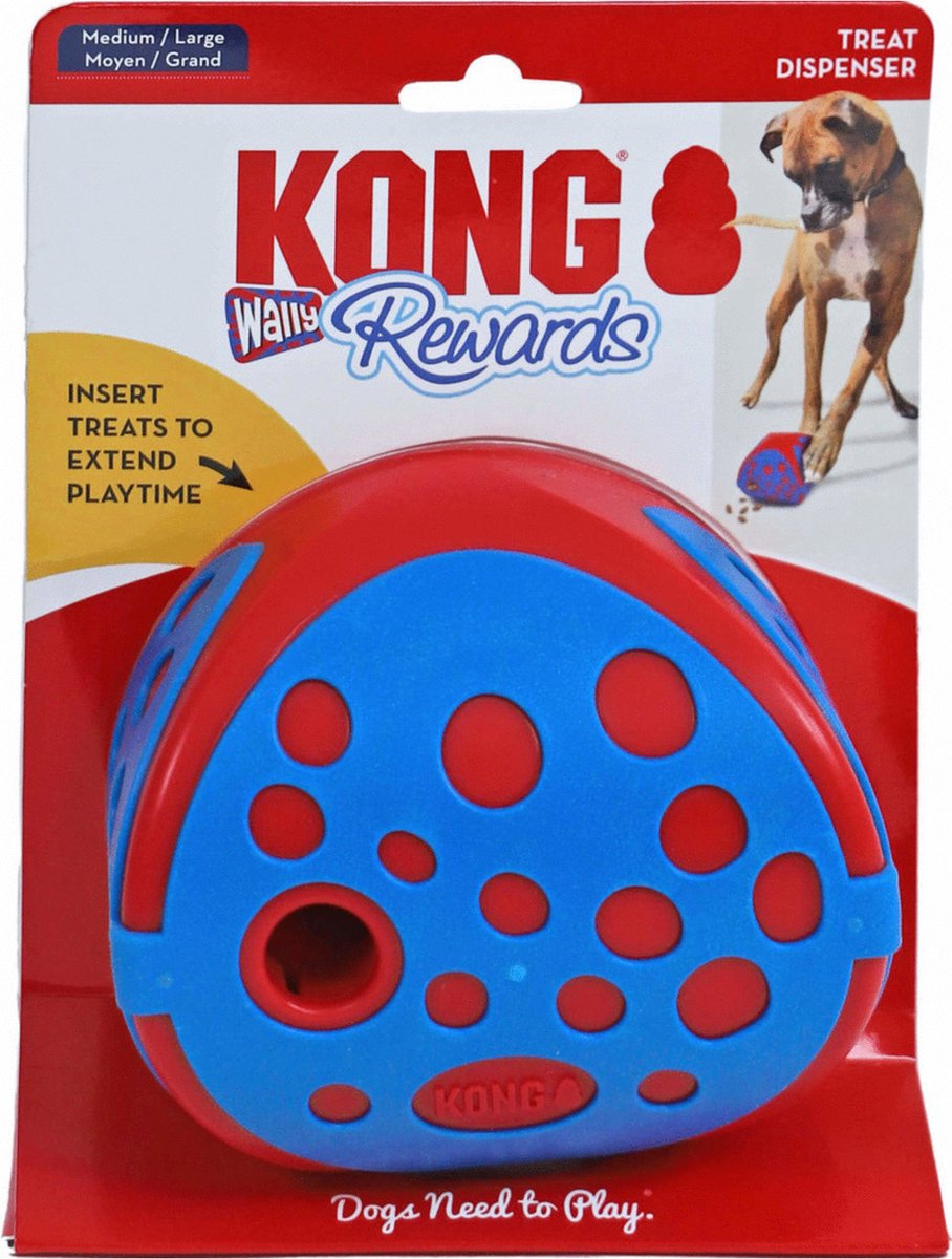 Kong rewards wally - dog toy - ø12.5 cm red blue m l