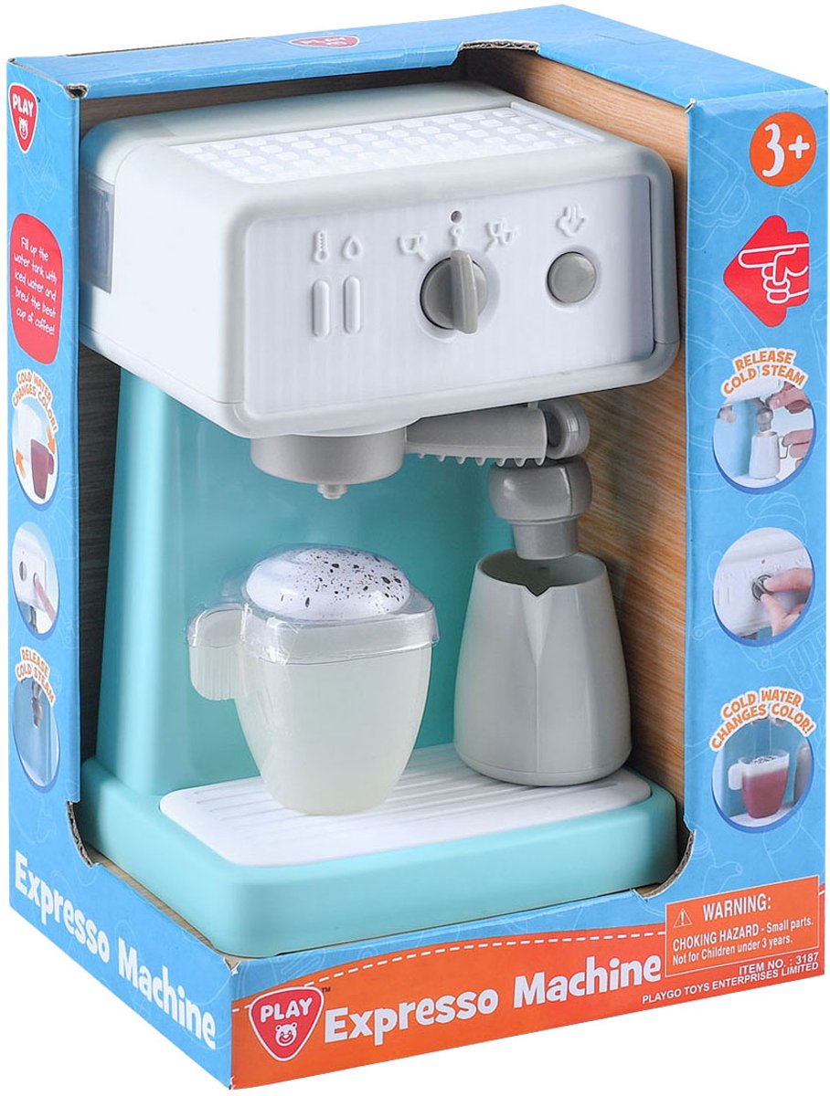 Speel espressomachine wit blauw, 3dlg.