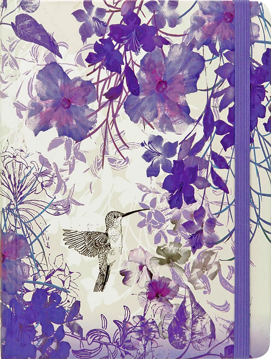 Peter pauper mid size notitieboek - hummingbird - met elastieksluiting - 16x21 cm